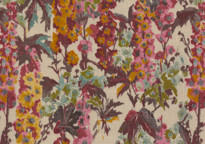 Hollihocks, Burgundy - Roman Blind - Image 6